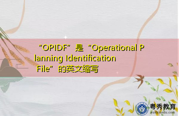 “OPIDF”是“Operational Planning Identification File”的英文缩写,意思是“作战计划用标识档案” “OPIDF”是“Operational Planning Identification File”的英文缩写,意思是“作战计划用标识档案”