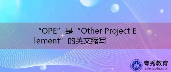 “OPE”是“Other Project Element”的英文缩写,意思是“其他项目要素” “OPE”是“Other Project Element”的英文缩写,意思是“其他项目要素”