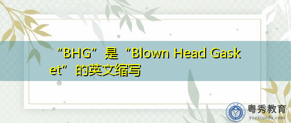“BHG”是“Blown Head Gasket”的英文缩写，意思是“吹头垫圈”