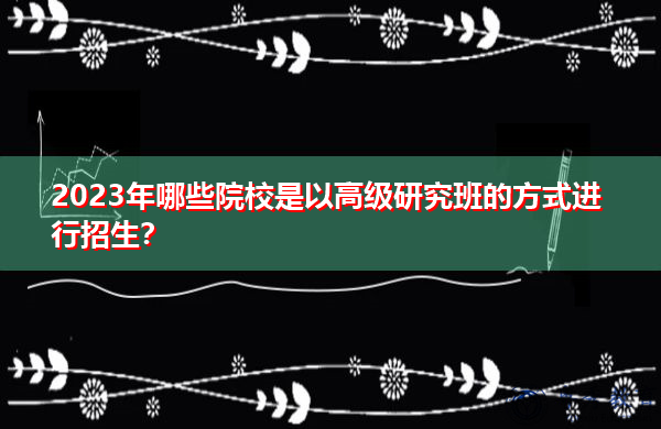 2023年哪些院校是以高级研究班的方式进行招生? 2023年哪些院校是以高级研究班的方式进行招生?