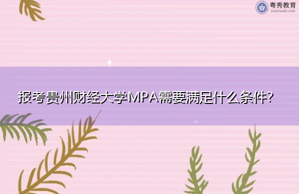 报考贵州财经大学MPA需要满足什么条件？