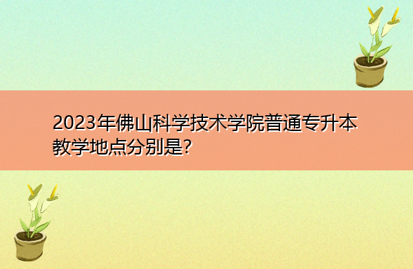 2023年佛山科学技术学院普通专升本教学地点分别是？