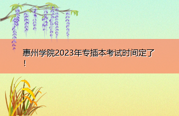 惠州学院2023年专插本考试时间定了! 惠州学院2023年专插本考试时间定了!