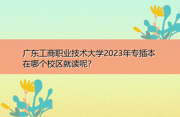 广东工商职业技术大学2023年专插本在哪个校区就读呢？