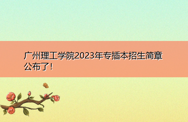 广州理工学院2023年专插本招生简章公布了! 广州理工学院2023年专插本招生简章公布了!