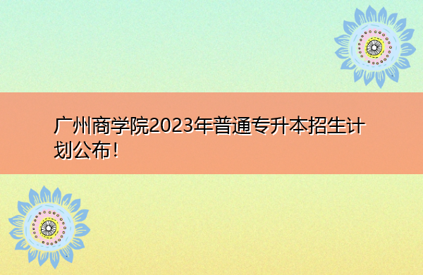 广州商学院2023年普通专升本招生计划公布！