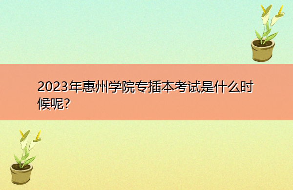 2023年惠州学院专插本考试是什么时候呢? 2023年惠州学院专插本考试是什么时候呢?