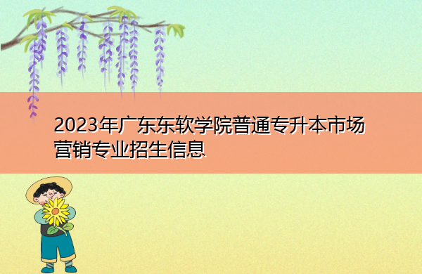 2023年广东东软学院普通专升本市场营销专业招生信息