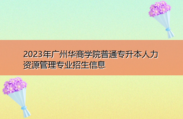 2023年广州华商学院普通专升本人力资源管理专业招生信息 2023年广州华商学院普通专升本人力资源管理专业招生信息