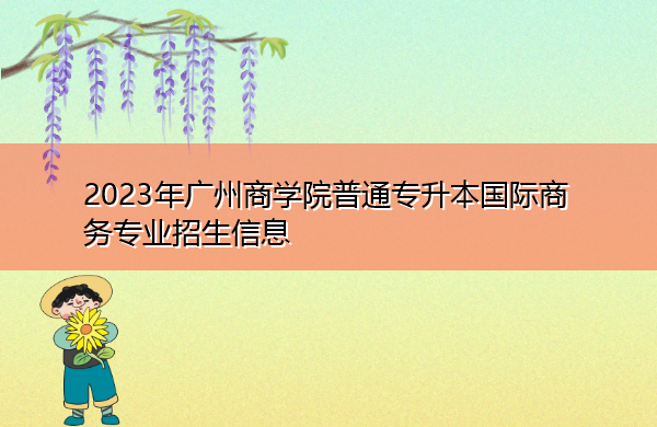 2023年广州商学院普通专升本国际商务专业招生信息