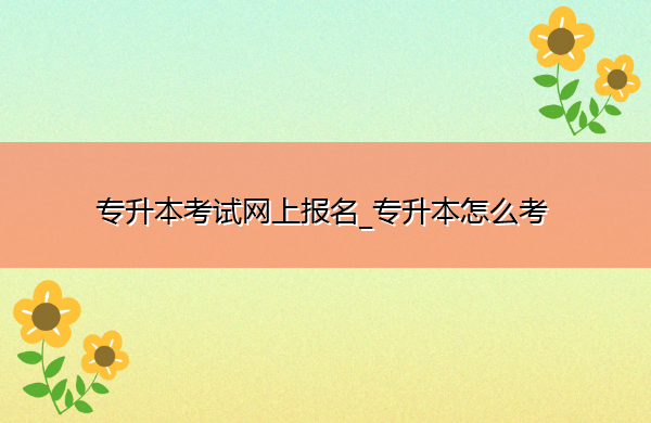 专升本考试网上报名_专升本怎么考