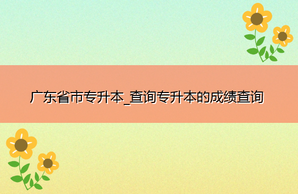 广东省专升本_查询专升本的成绩查询