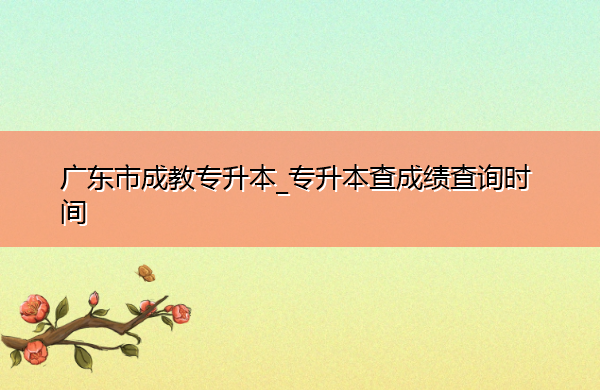 广东省成教专升本_专升本查成绩查询时间